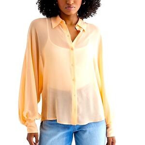 NWT Express XL Sheer Dolman Long-sleeve ButtonUp Shirt